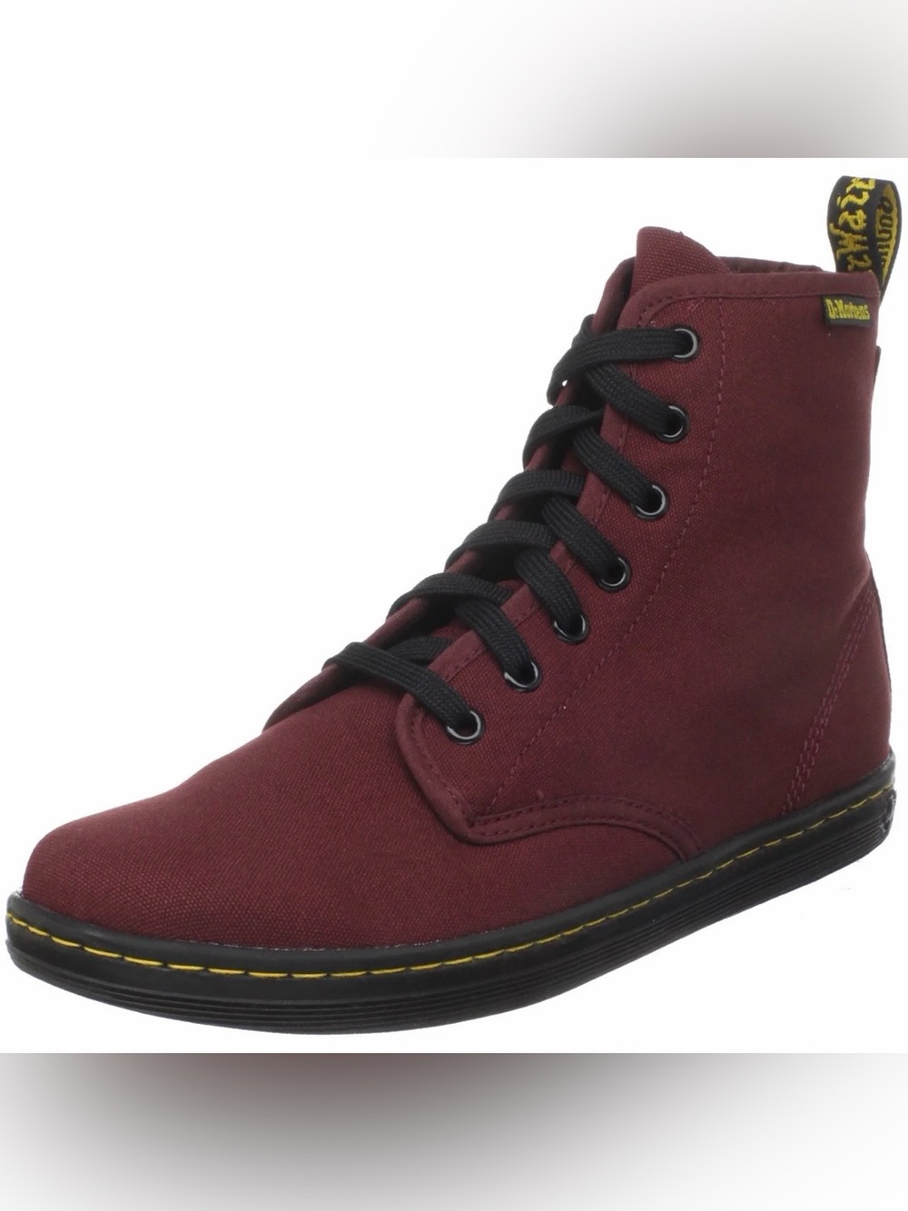 Dr. Martens Men's Burgundy High-Top Canvas Sneaker with Black Laces